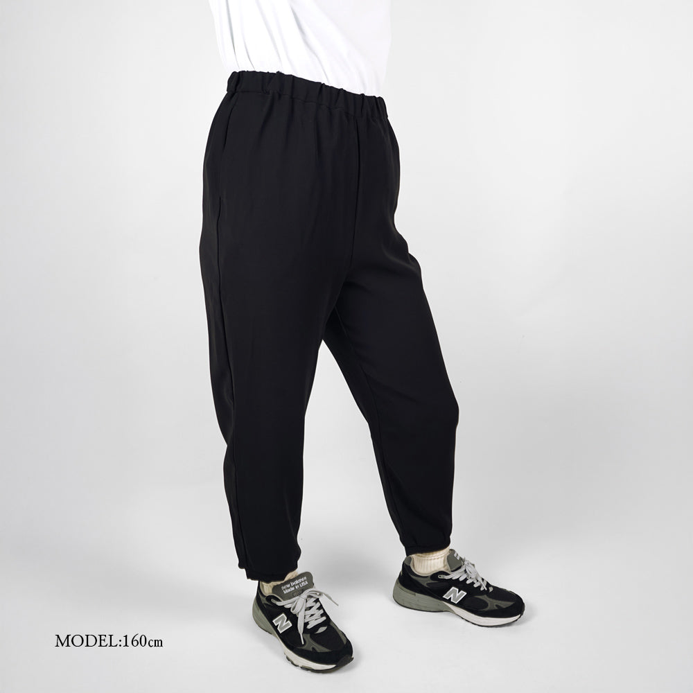 リミフゥ サテン バルーンサルエル パンツ リボン ブラック S 日本製